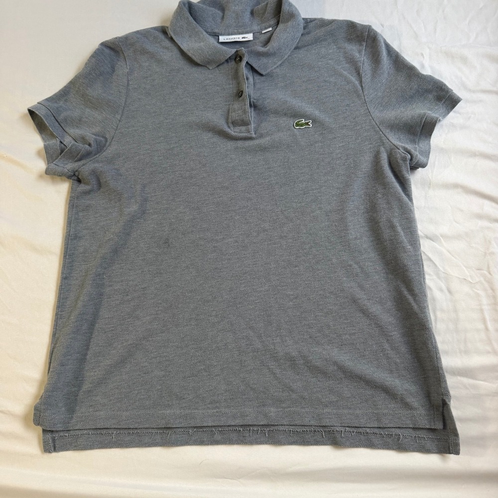 Lacoste Classic Fit Grey Pique Polo Shirt Mens Size 42 Medium Heathered Gray